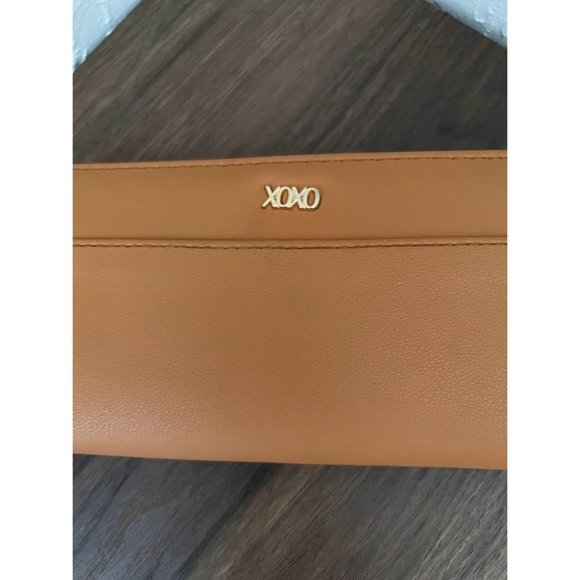 XOXO Women's Orange-Brown Colored Studded Zip Around Wallet/Wristlet - Picture 2 of 6